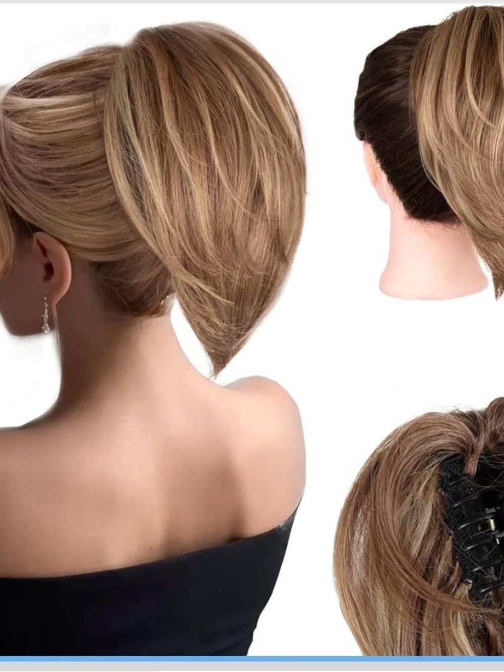 Clip-In Honey Blonde Layered Ponytail - Women's Synthetic Extension, 18A-209H003